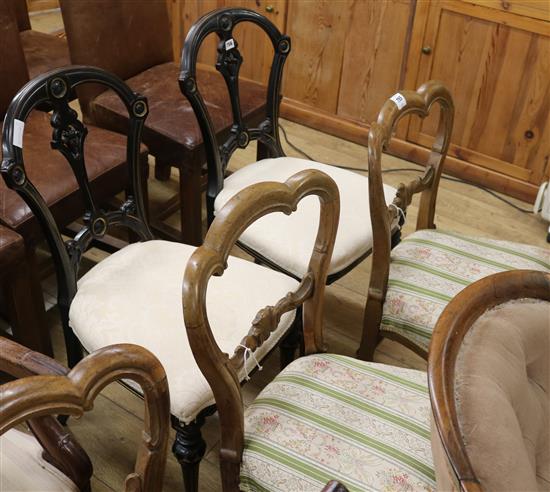 Three Victorian dining chairs